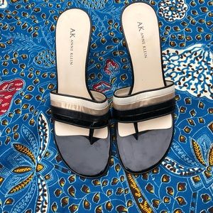 Anne Klein heel. Black, copper and cream upper.